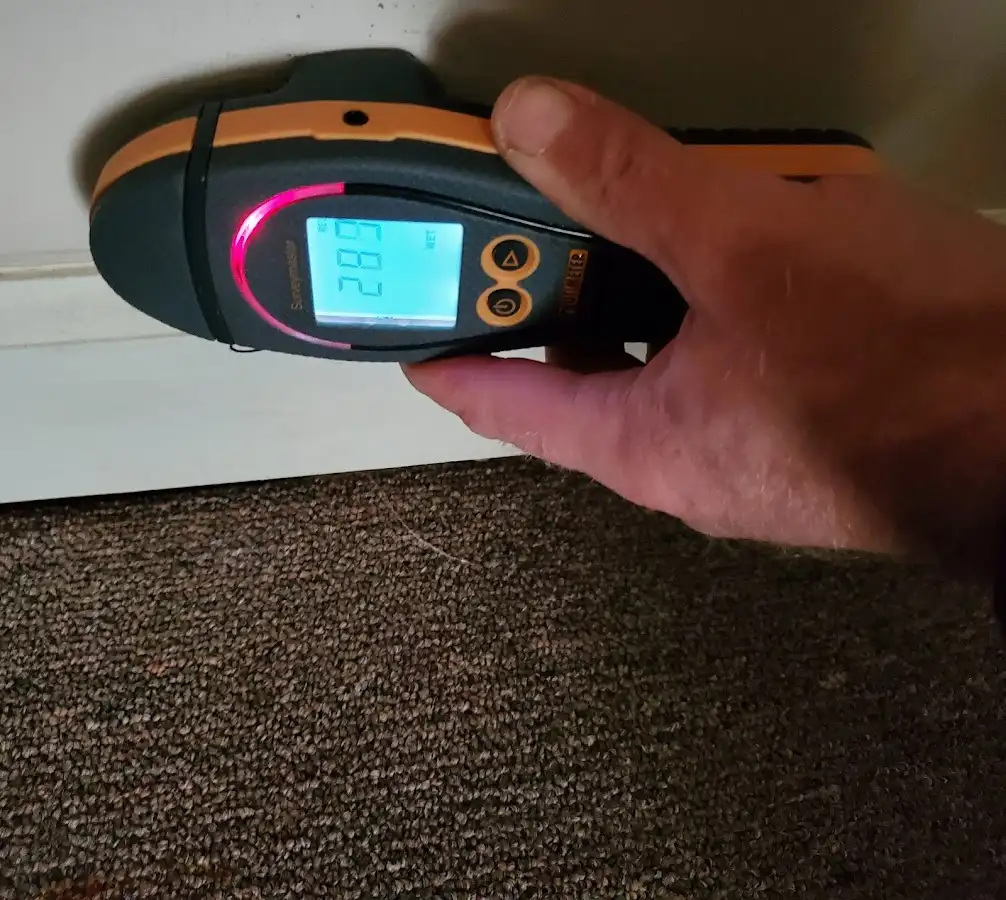 Moisture detection at baseboard during Sewage Cleanup & Sanitation in Bethany